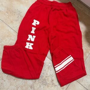 PINK Red Lounge Sweatpants with White Stripe